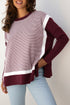 Mixed Pattern Relaxed Fit Crew Neck Sweater