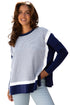 Mixed Pattern Relaxed Fit Crew Neck Sweater