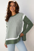 Mixed Pattern Relaxed Fit Crew Neck Sweater