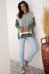 Mixed Pattern Relaxed Fit Crew Neck Sweater