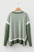 Mixed Pattern Relaxed Fit Crew Neck Sweater