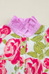 Mixed Pattern Ruffle Collar Short Sleeve Button Down Shirt