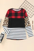 Mixed Pattern Splicing Long Sleeve Everyday Top