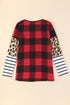 Mixed Pattern Splicing Long Sleeve Everyday Top