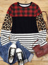 Mixed Pattern Splicing Long Sleeve Everyday Top