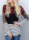 Mixed Pattern Splicing Long Sleeve Everyday Top