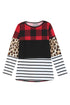 Mixed Pattern Splicing Long Sleeve Everyday Top