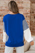 Mixed Pattern Striped And Leopard Sleeve Pullover Sweatshirt