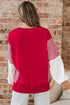 Mixed Pattern Striped And Leopard Sleeve Pullover Sweatshirt
