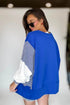 Mixed Pattern Striped And Leopard Sleeve Pullover Sweatshirt
