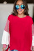 Mixed Pattern Striped And Leopard Sleeve Pullover Sweatshirt