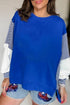 Mixed Pattern Striped And Leopard Sleeve Pullover Sweatshirt