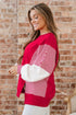 Mixed Pattern Striped And Leopard Sleeve Pullover Sweatshirt