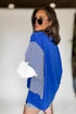 Mixed Pattern Striped And Leopard Sleeve Pullover Sweatshirt