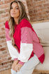 Mixed Pattern Striped And Leopard Sleeve Pullover Sweatshirt