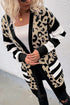 Mixed Pattern Striped Sleeve Open Front Knit Cardigan