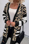 Mixed Pattern Striped Sleeve Open Front Knit Cardigan