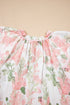 Mixed Pattern Tiered Ruffle Sleeve V Neck Blouse