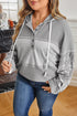 Mixed Pattern Waffle Knit Patchwork Half Button Hoodie