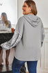 Mixed Pattern Waffle Knit Patchwork Half Button Hoodie