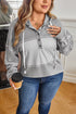 Mixed Pattern Waffle Knit Patchwork Half Button Hoodie