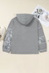 Mixed Pattern Waffle Knit Patchwork Half Button Hoodie