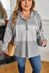 Mixed Pattern Waffle Knit Patchwork Half Button Hoodie