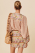 Mixed Print Button Front Long Sleeve Mini Dress