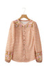 Mixed Print Button Front Long Sleeve Mini Dress