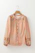 Mixed Print Button Front Long Sleeve Mini Dress