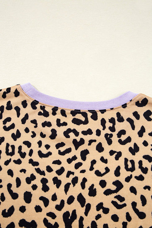 Mixed Print Exposed Seam Balloon Sleeve Pullover