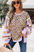 Mixed Print Exposed Seam Balloon Sleeve Pullover
