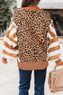 Mixed Print Exposed Seam Balloon Sleeve Pullover