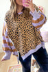 Mixed Print Exposed Seam Balloon Sleeve Pullover