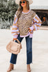 Mixed Print Exposed Seam Balloon Sleeve Pullover