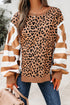 Mixed Print Exposed Seam Balloon Sleeve Pullover