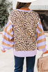 Mixed Print Exposed Seam Balloon Sleeve Pullover