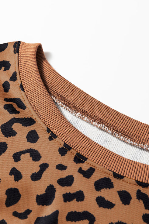 Mixed Print Exposed Seam Balloon Sleeve Pullover