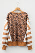Mixed Print Exposed Seam Balloon Sleeve Pullover