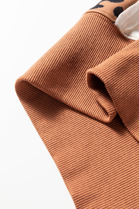 Mixed Print Exposed Seam Balloon Sleeve Pullover