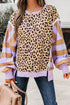 Mixed Print Exposed Seam Balloon Sleeve Pullover