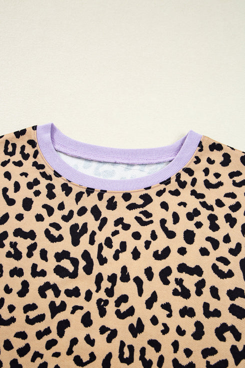 Mixed Print Exposed Seam Balloon Sleeve Pullover