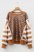 Mixed Print Exposed Seam Balloon Sleeve Pullover