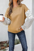 Mixed Print Floral And Stripe Sleeve Ruffle Cuff Top
