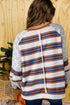 Mixed Print Floral And Striped Raglan Pullover Sweatshirt