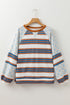 Mixed Print Floral And Striped Raglan Pullover Sweatshirt
