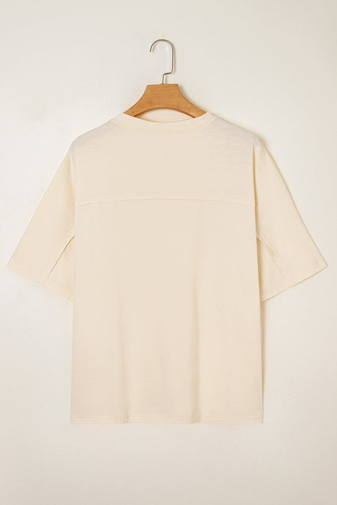 Mixed Print Floral Applique Short Sleeve Jersey Tee