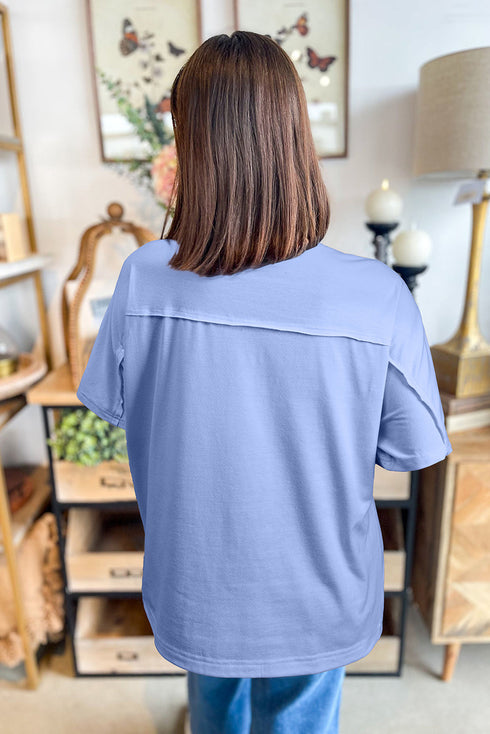 Mixed Print Floral Applique Short Sleeve Jersey Tee