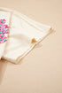 Mixed Print Floral Applique Short Sleeve Jersey Tee