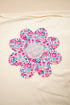 Mixed Print Floral Applique Short Sleeve Jersey Tee